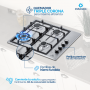 Estufa Empotrable INDURAMA 60cm Inox 4Quemadores GN